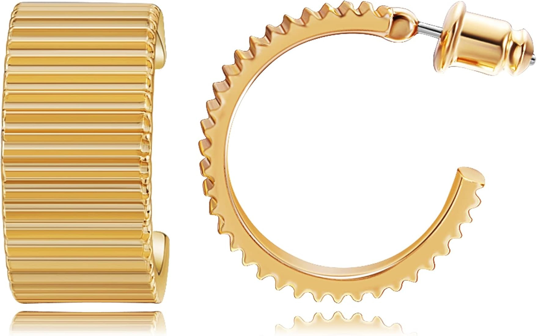 YKKZART Gold Earrings for Women 14k Gold Plated Hoop Earrings Hypoallergenic Dainty Baroque Pearl... | Amazon (US)