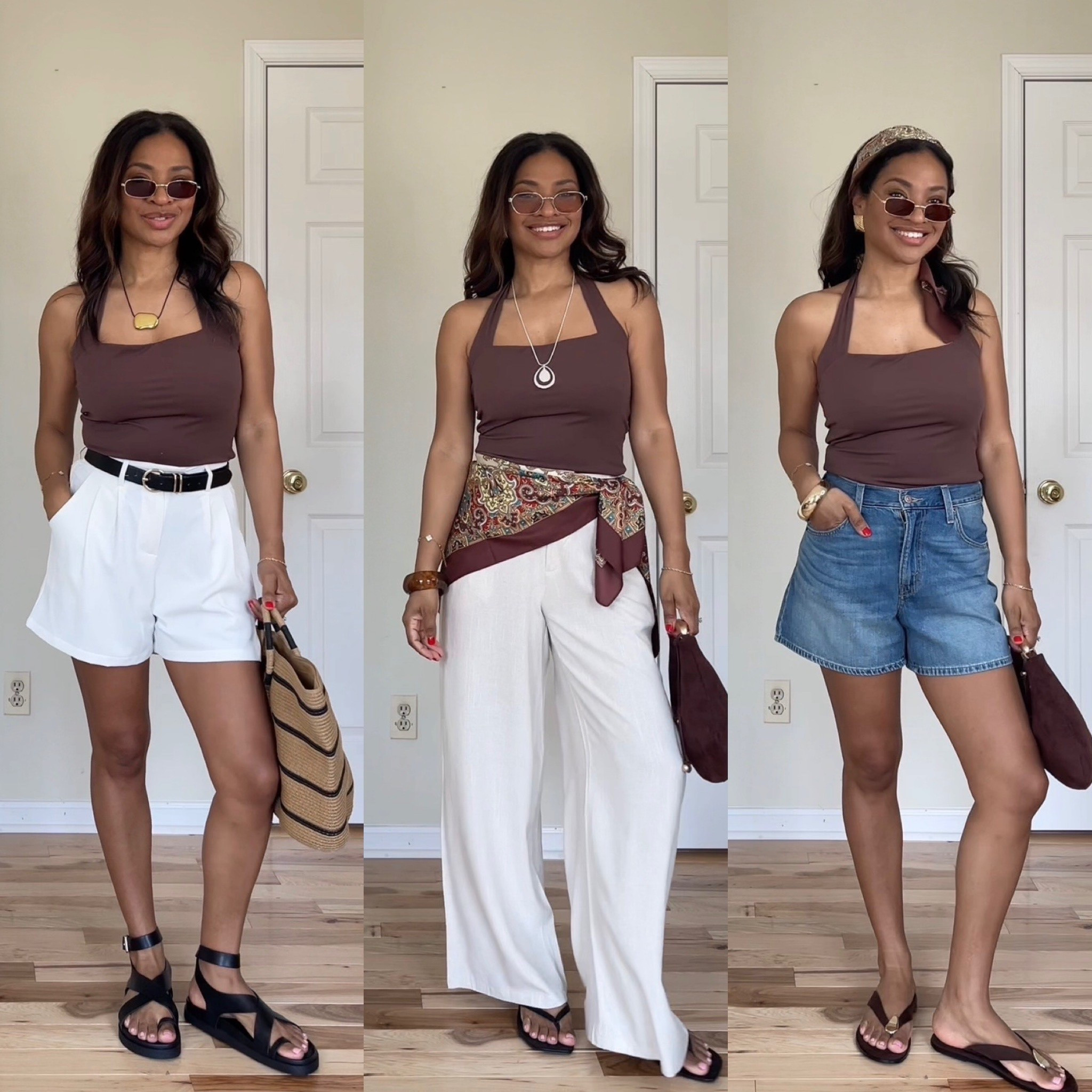 My halter top is a part of the Amazon Big Spring sale! I’m wearing a size medium in the halter top. My shorts are a size small. My tan linen pants are a size small. My denim shorts are a size 28. My shoes are all TTS  Everything is found on Amazon. ￼@amazon #ad #founditonamazon

#LTKgrwm #LTKSaleAlert #LTKootd