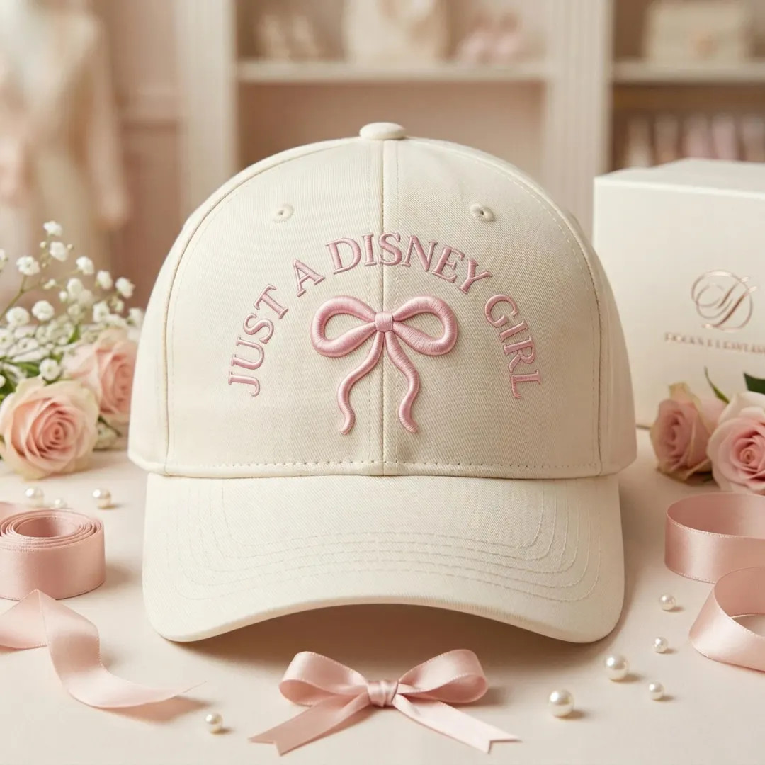 Just A Disney Girl Embroidered Hat, Pink Bow Navy Baseball Cap, Disney Vacation Gift, Cute Coquet... | Etsy (Global)