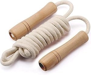 Jump Rope for Kids - Wooden Handle - Adjustable Cotton Braided Fitness Skipping Rope for Toddler ... | Amazon (US)