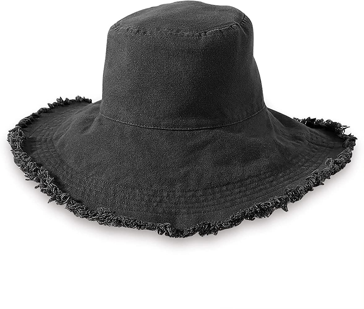 HZEYN Bucket Hats for Women Wide Brim Summer Travel Packable Cotton Bucket Beach Sun Hat UPF 50+ | Amazon (US)