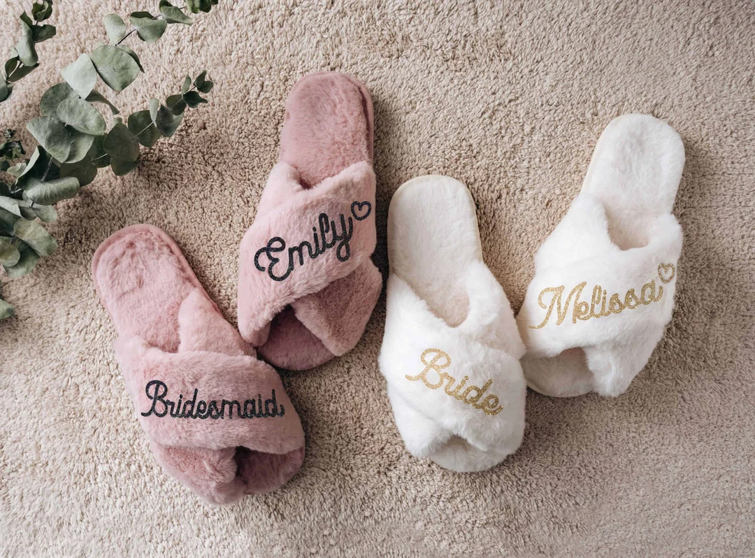 Bride Slippers | Custom Slippers | Bridal Party Bridesmaid Proposal | Bridesmaid Slippers | Bache... | Etsy (US)