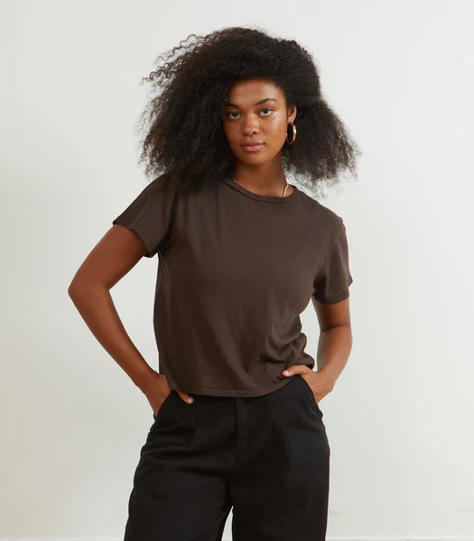 Bessette Soft Washed Tee - Espresso | Loup