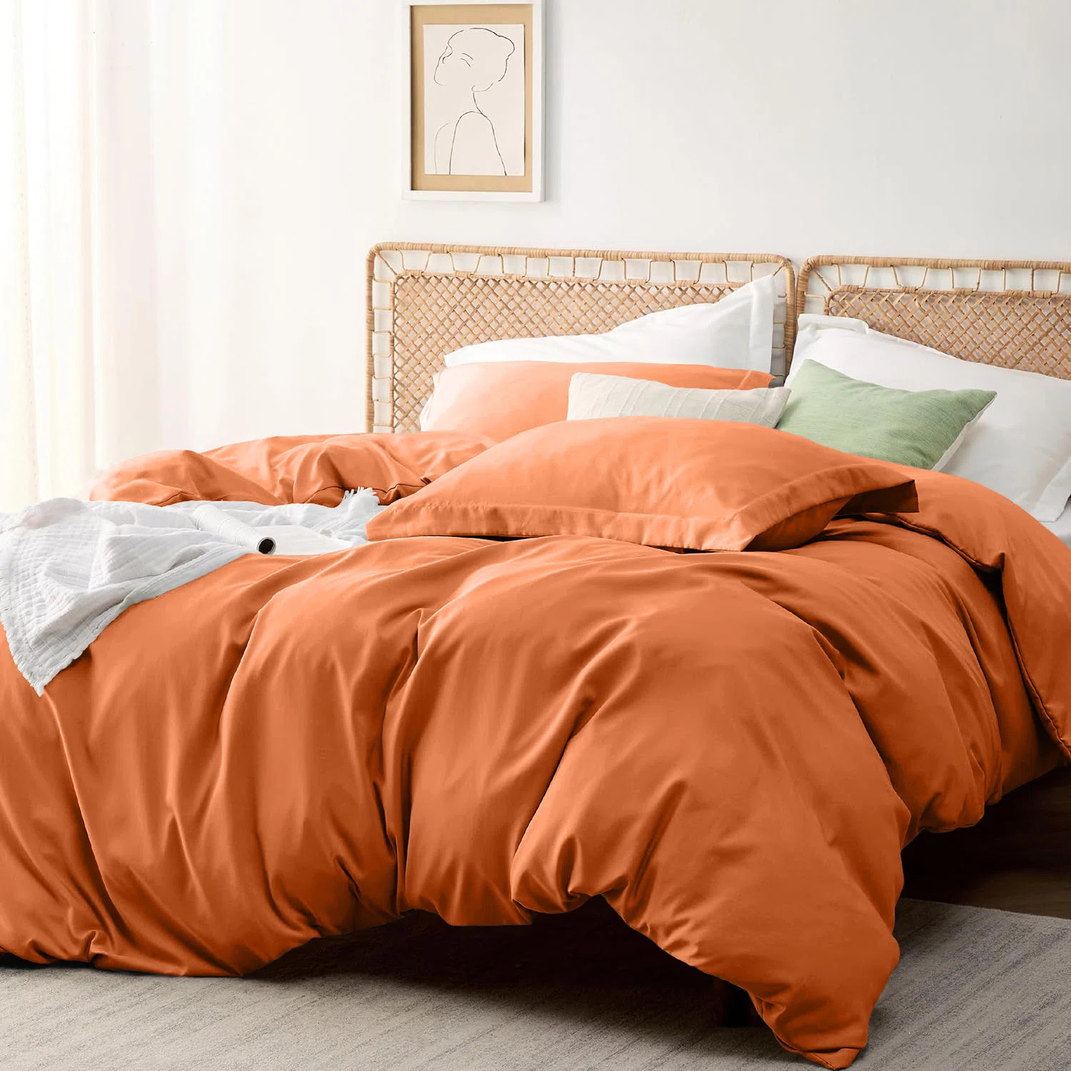 Onorino Luxury 4-Piece Dyed Duvet Set with Pillowcases or Fitted sheet (4 in 1) | Wayfair UK
