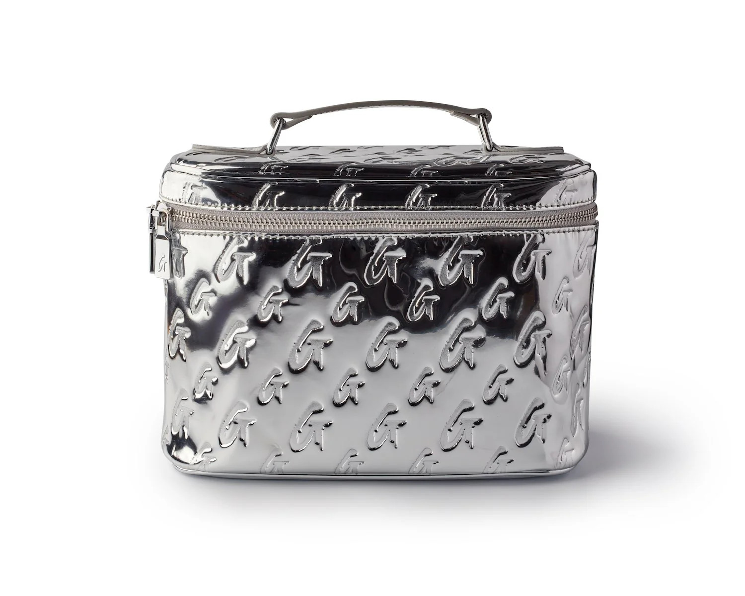 LARGE METALLIC MONOGRAM TOILETRY BAG - METALLIC SILVER | Glam-Aholic Lifestyle
