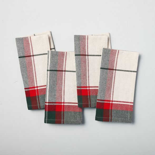 4pk Holiday Plaid Cloth Napkin Set Red/Green - Hearth & Hand™ with Magnolia | Target