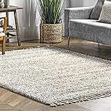 nuLOOM Brooke Contemporary Shag Area Rug, 4' x 6', Ivory | Amazon (US)