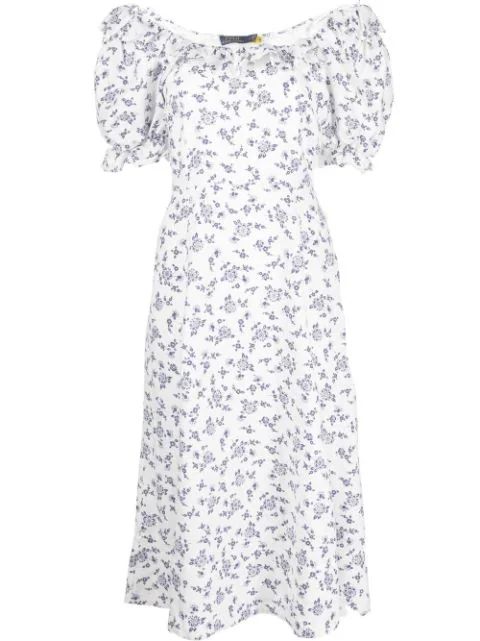 Polo Ralph Lauren ruffle-trim Floral Midi Dress - Farfetch | Farfetch Global