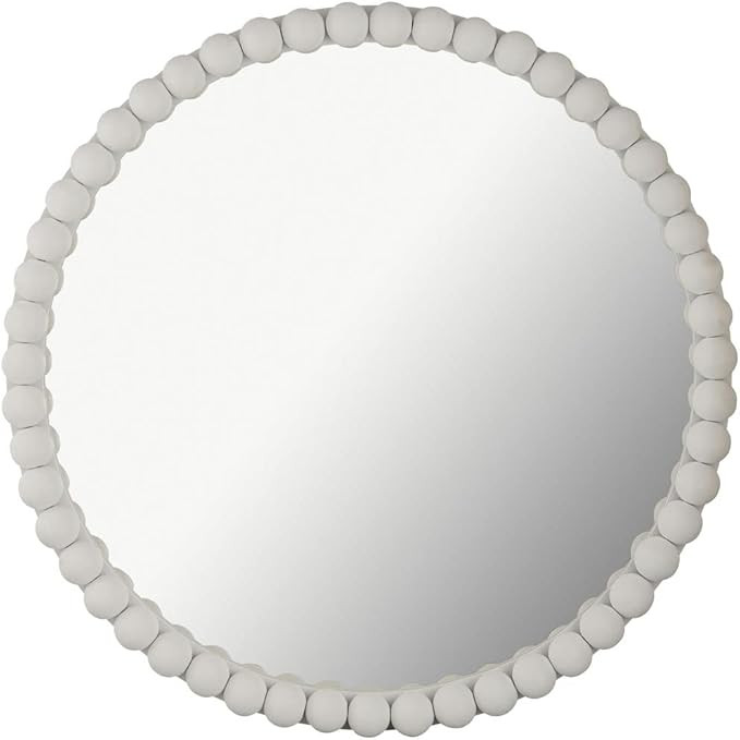 TOV Furniture Baria White Wooden Round Mirror, Wall Mount, 30"L x 30"W | Amazon (US)