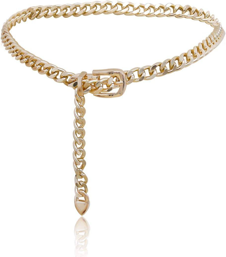 KunJoe Chain Belt for Women Wasit Chain Belt Chain Chunky Belt Chain Gold Chain Belts | Amazon (US)