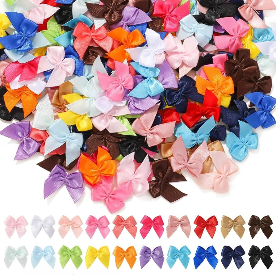 yoyokid 200 Pcs 1" Mini Satin Ribbon Bows, Tiny Crafts Bows Decoration for DIY Cheer Pins Clothes... | Amazon (US)