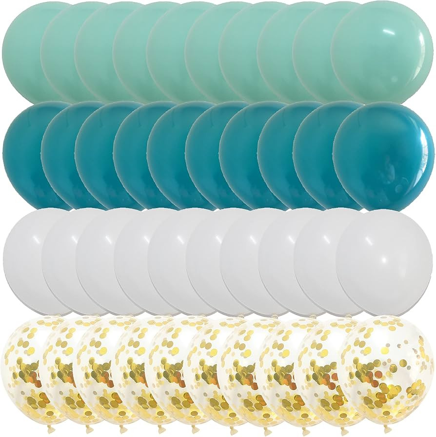Matte Balloons Mint Green Blue – White Dark Teal Balloons for Baby Shower Birthday Anniversary ... | Amazon (US)
