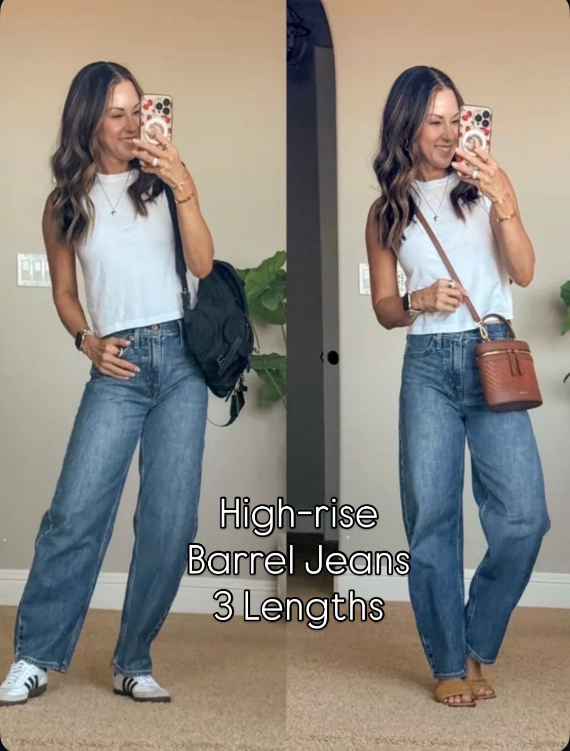 Petite barrel jeans! These are incredible! They come in three different options. For reference I’m 5’1” tall, 107lbs wearing a size 24 petite in the color medium wash. My cropped white cotton tank top is size XXS.
These jeans are so comfortable they have a little bit of stretch. They’re high-rise and they look great with sandals sneakers, and you can even wear them with heels!
Linking both of my bags! 



Summer fashion  barrel jeans  women’s outfit  denim jeans  petite friendly  EverydayHolly#LTKStyleTip 


#LTKPetite #LTKootd #LTKOver40