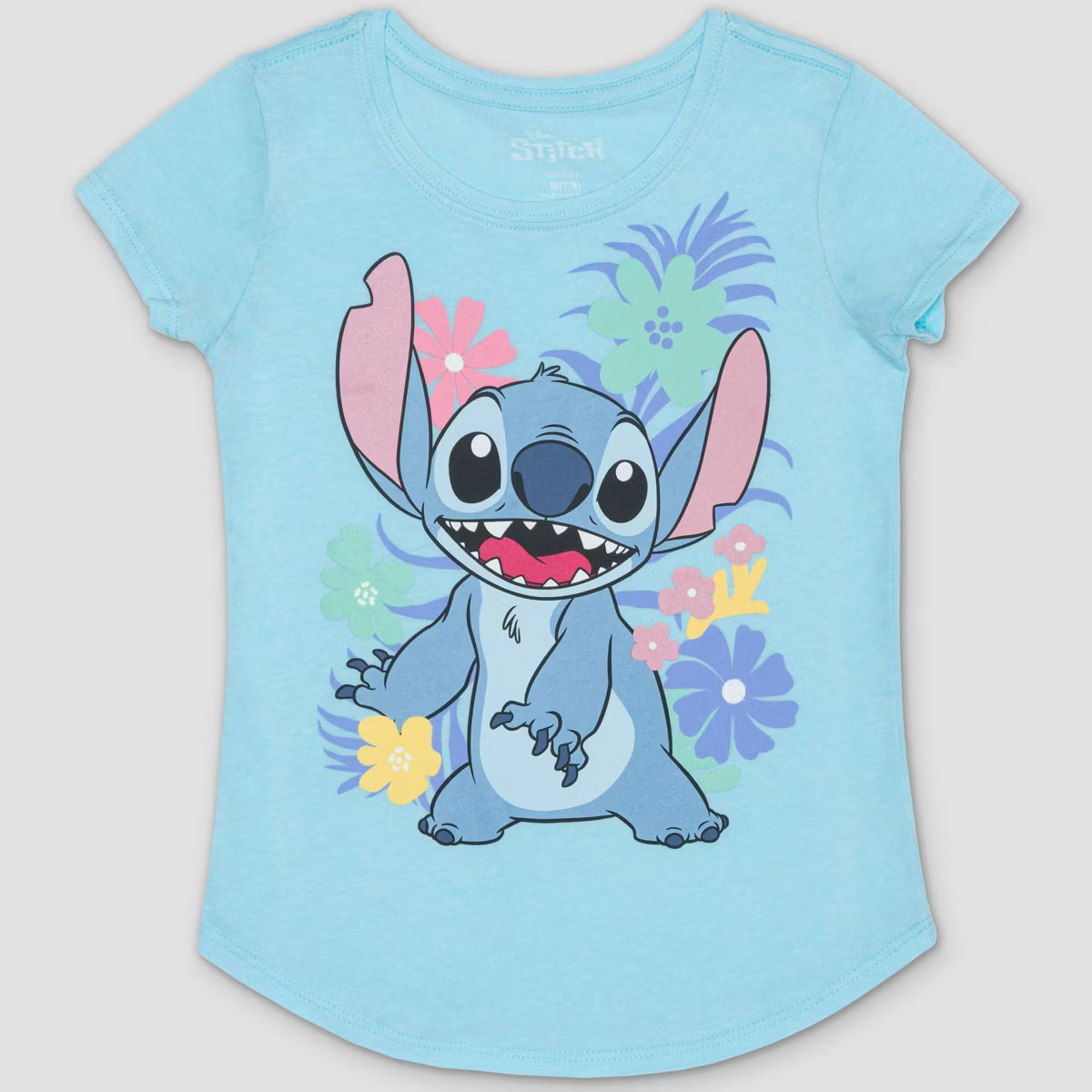 Girls' Lilo & Stitch Short Sleeve Graphic T-Shirt - Blue | Target
