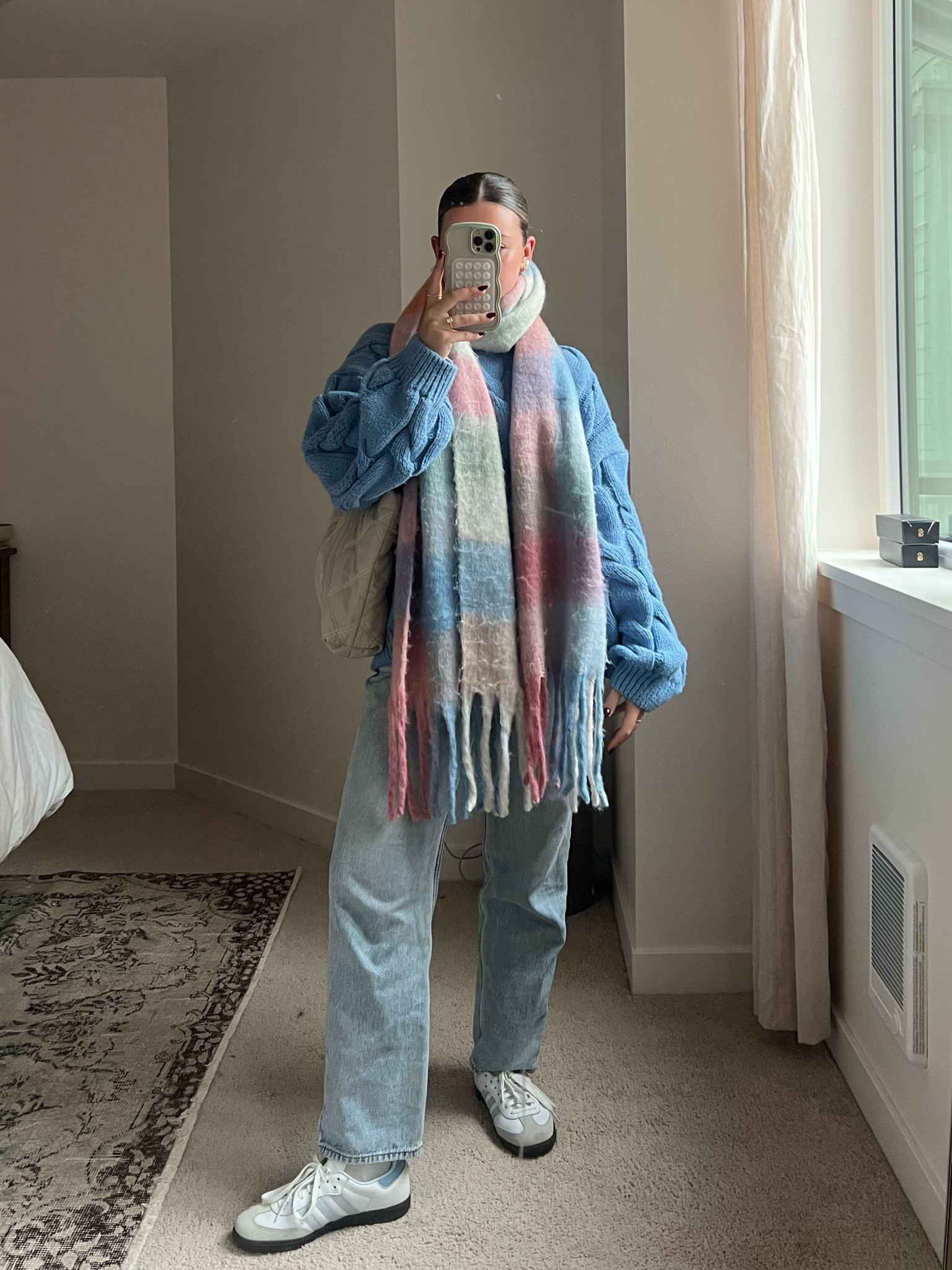 love this girly look today. Jeans size 27 for loose feel, Large in sweater for oversized look and wearing baby blue sambas 

#LTKshoecrush #LTKstyletip #LTKfindsunder50