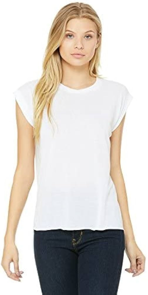 Bella + Canvas Womens/Ladies Flowy Rolled Cuff Muscle T-Shirt | Amazon (US)