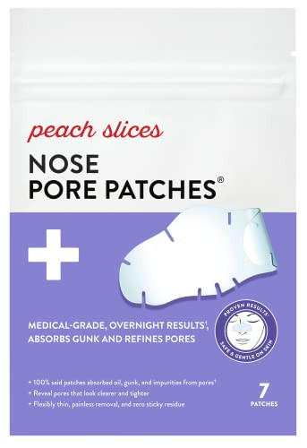 Peach Slices | Nose Pore Patches | Medical-Grade Hydrocolloid | Targets Pores & Pimples | Absorbs Oil Overnight | Vegan | Cruelty-Free | Facial Skin Care Products | 7 Ct | Amazon (US)