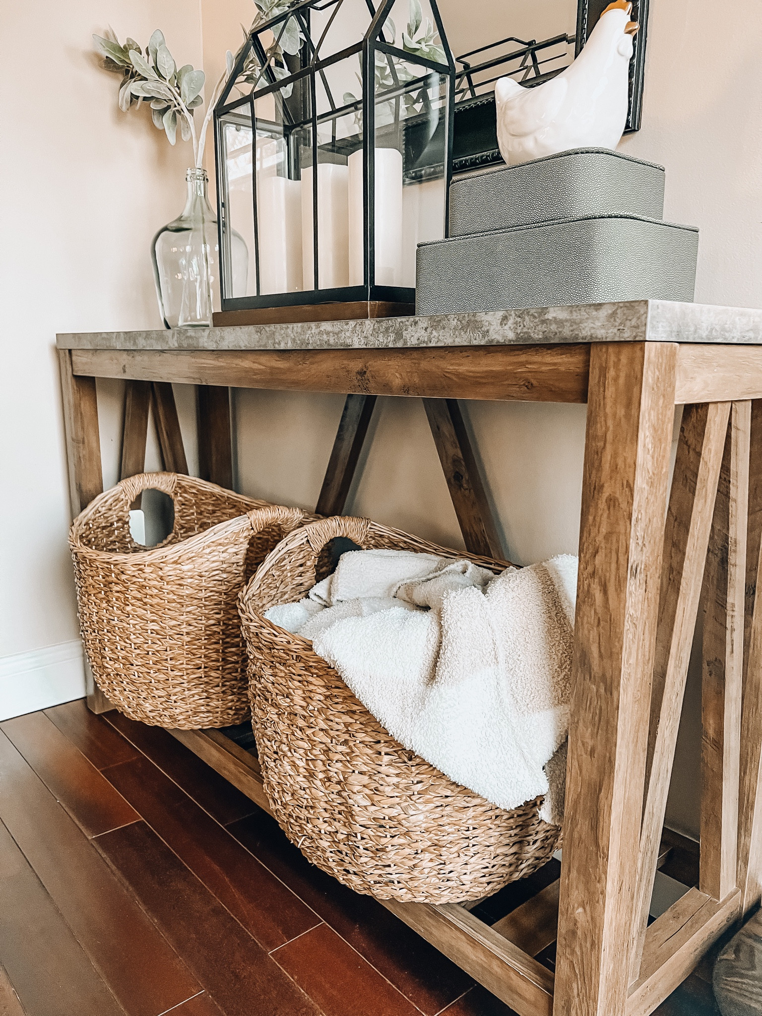 Our entryway table is on sale for President’s Day weekend 👏🏼 It is sold out in our concrete top option but they have lots of other choices. 🤍

#LTKsalealert #LTKhome #LTKstyletip