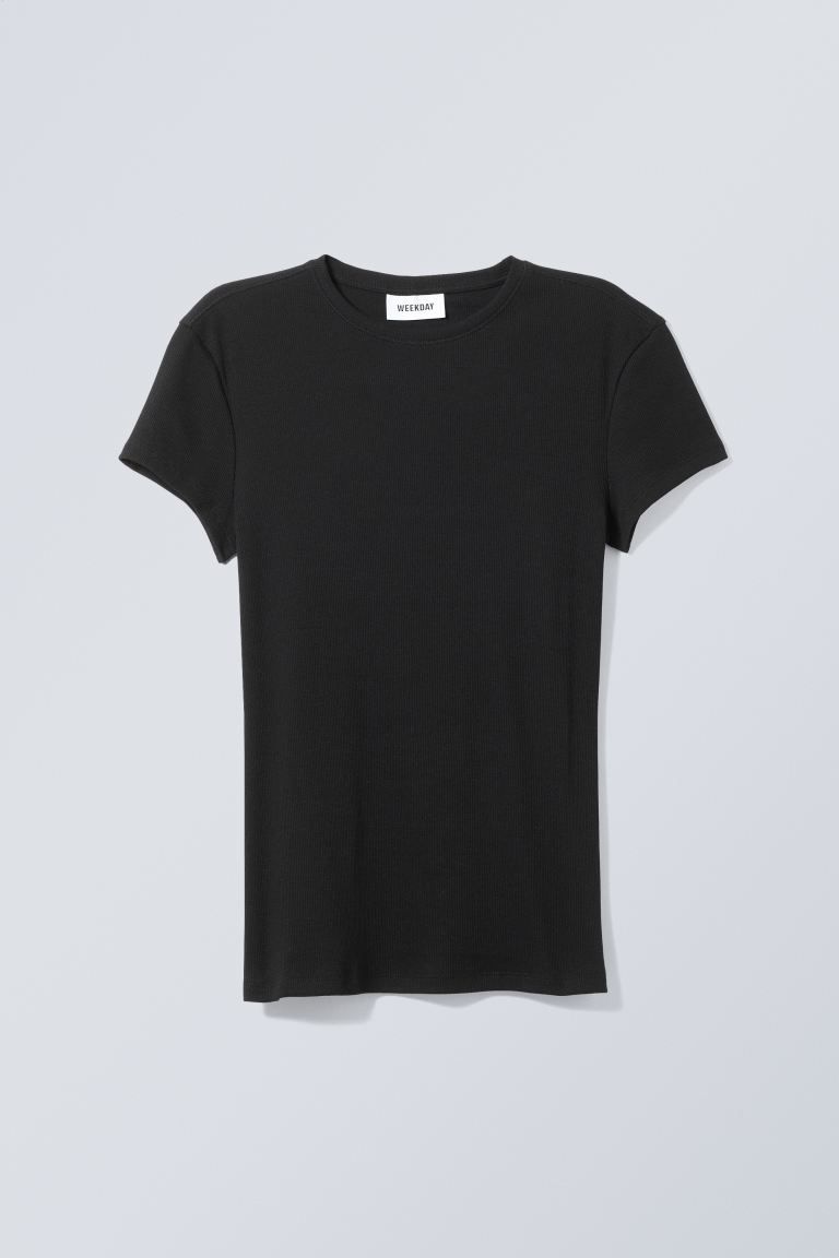 Enges, geripptes T-Shirt - Schwarz - Ladies | H&M DE | H&M (DE, AT, CH, NL, FI)