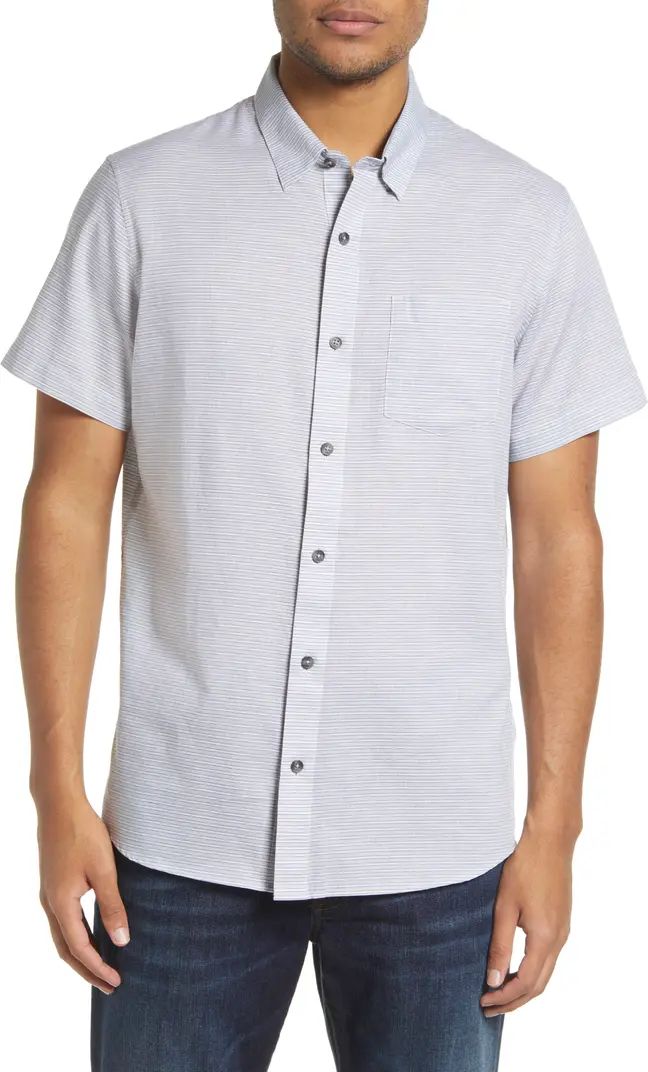 TravisMathew Personal Preference Stripe Short Sleeve Cotton Button-Up Shirt | Nordstromrack | Nordstrom Rack