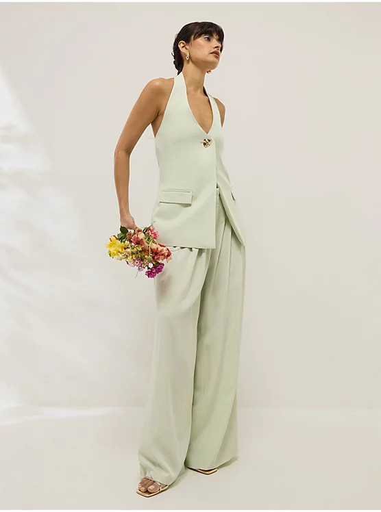 Mint Halter Neck Waistcoat and Pleated Trousers Co-ord | George