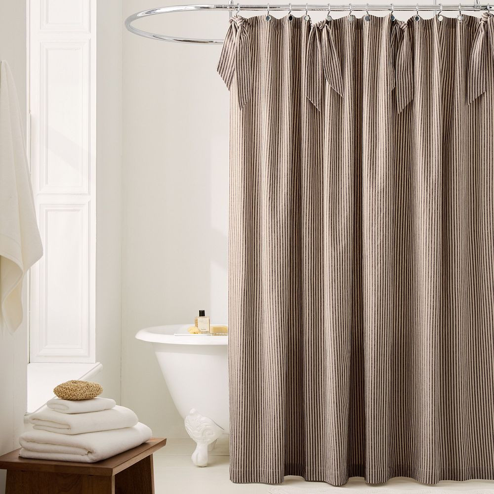 Pierce &amp; Ward Cotton Linen Stripe Shower Curtain | West Elm (US)