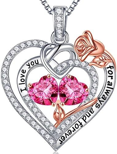 Iefil Christmas Gifts for Wife Women - 925 Sterling Silver Double Birthstone Necklace, Anniversar... | Amazon (US)