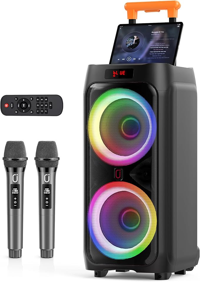 JYX Karaoke Machine with 2 Wireless Microphones for Adults, 8" Big Bluetooth Party Speaker with 5... | Amazon (US)