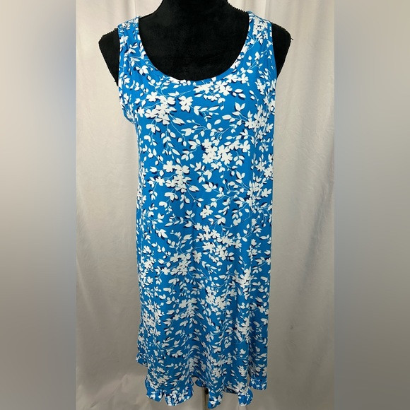 Draper James Sleeveless Blue Shadow Floral Ruffle Hem Dress Sz S/M | Poshmark