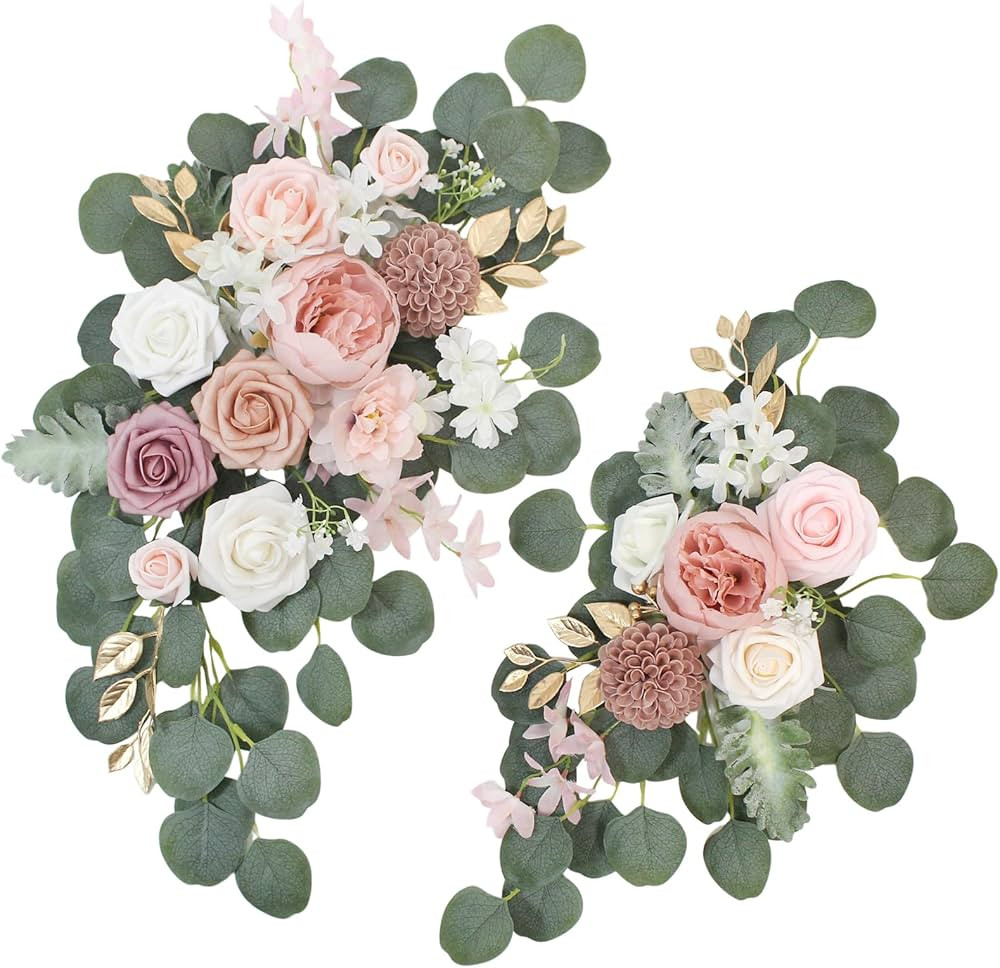 Arch Flowers with Drapes Kit (Pack of 2) for Wedding Ceremony Arbor and Reception Backdrop Decora... | Amazon (US)