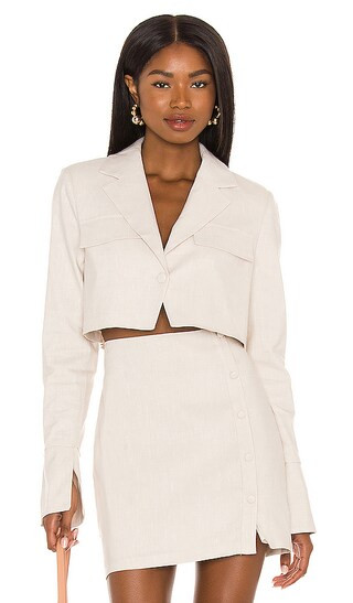 Tessa Crop Blazer in Nude | Revolve Clothing (Global)