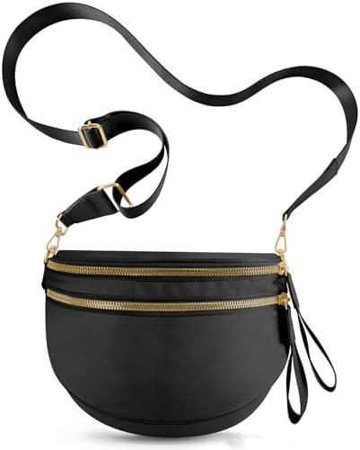 Checkered Crossbody Bags for Women, Large Nylon Bum Bags Plus Size Fanny Pack Sling Bag Belt Bag ... | Amazon (US)