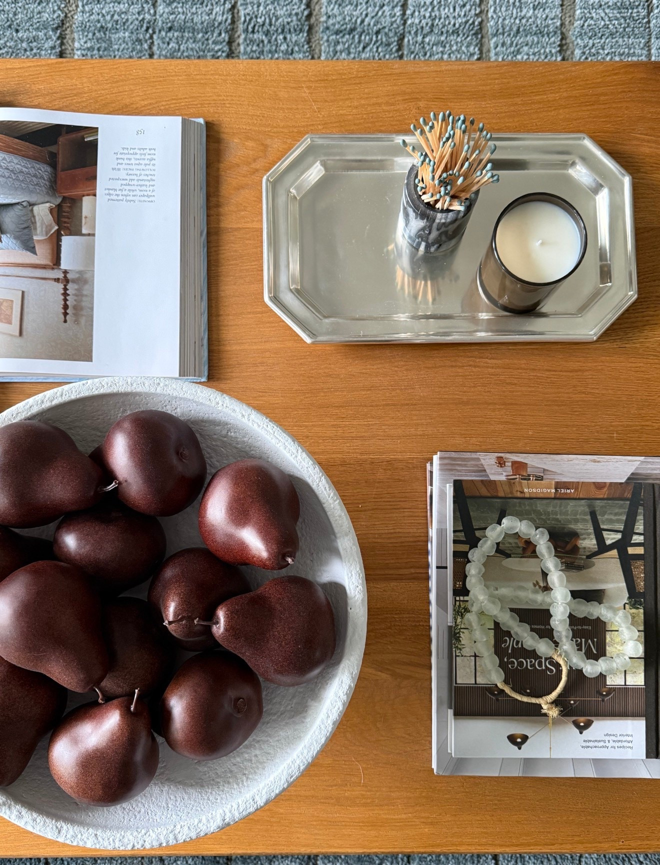 Coffee table styling done right 🙌🏻

Stacks of beautiful coffee table books, a silver tray (so chic), a bowl of pears and a gf eat smelling candle. Linking some favorites!! 

#LTKHome #LTKSaleAlert #LTKdayinmylife