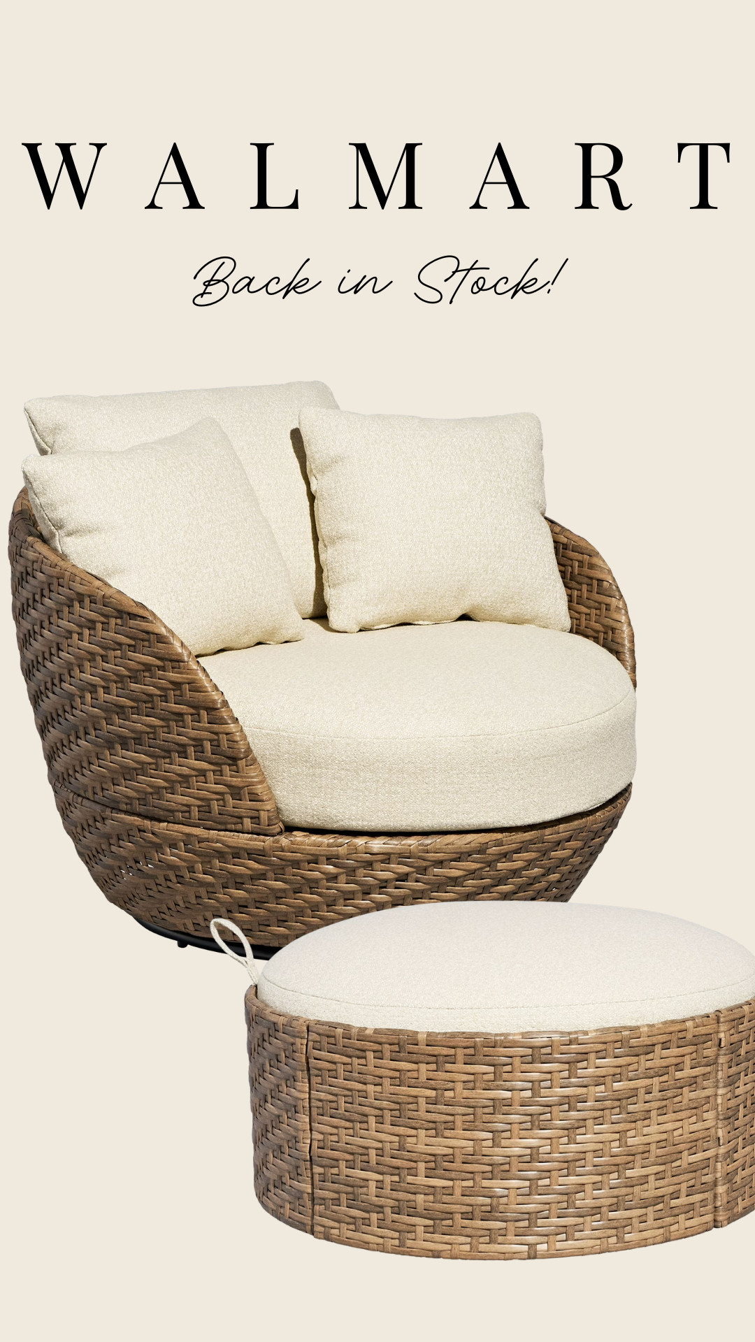 Walmart's Best Selling Outdoor Swivel Chair and Upholstered Ottoman is finally back in stock!

outdoor furniture, outdoor decor #Walmart 

 #LTKHome #LTKSaleAlert