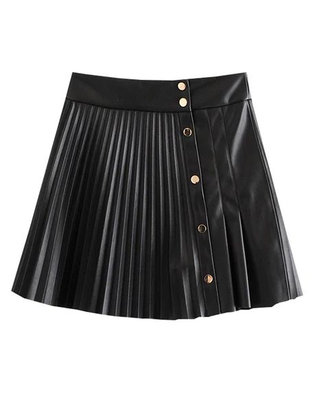 'Takisha' Faux Leather Pleated Skirt (2 Colors) | Goodnight Macaroon