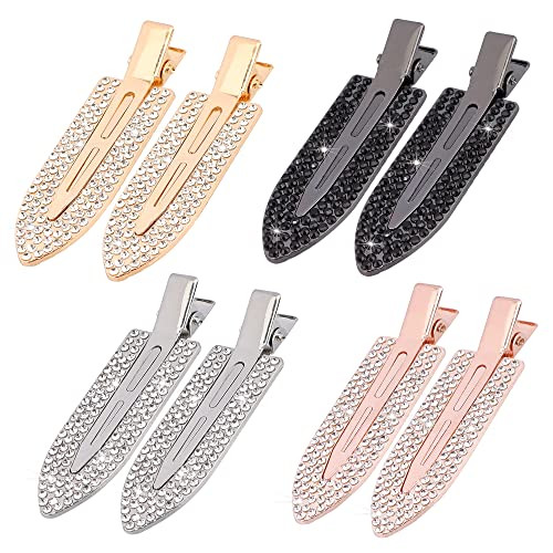 Magicsky 8PCS No Crease Hair Clips, Rhinestone No Bend Flat Styling Clip, Bling Diamond Metal Cur... | Amazon (US)