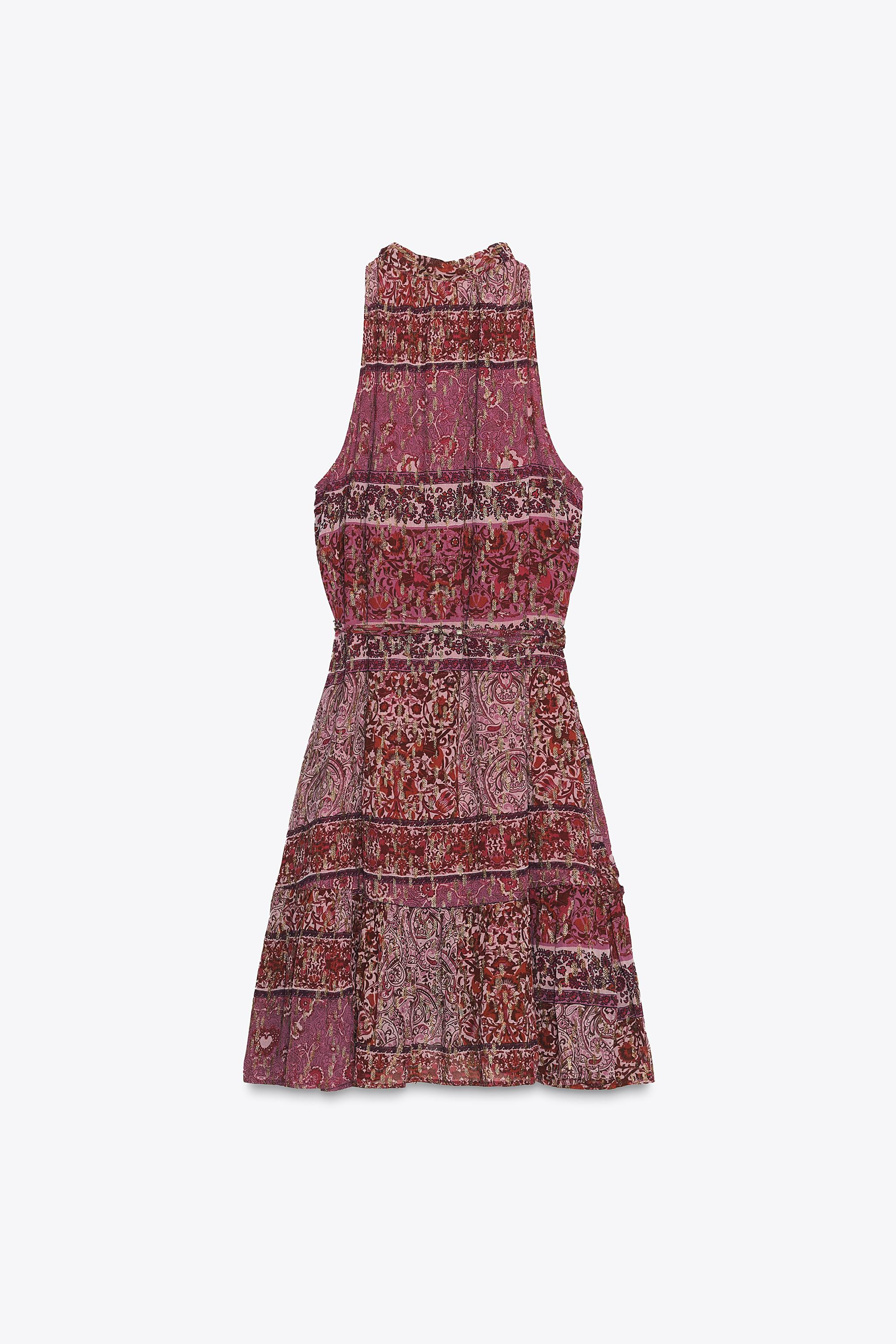 PATCHWORK PRINT MINI DRESS WITH BELT | Zara US