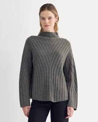 Everlane Funnel-Neck Sweater in Wool Cashmere | Heather Charcoal | XS | Everlane