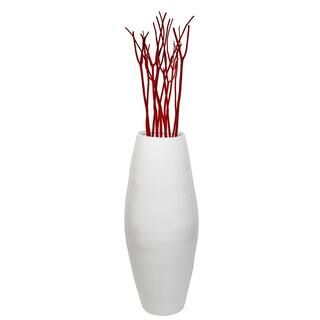 27.5 in. White Bamboo Floor Vase Cylinder, For Dining Living Room Entryway Decoration | The Home Depot
