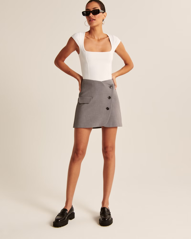 Wrapped Suiting Mini Skirt | Abercrombie & Fitch (US)