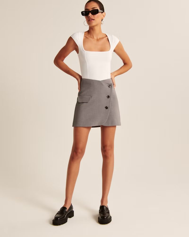 Women's Wrapped Suiting Mini Skirt | Women's Matching Sets | Abercrombie.com | Abercrombie & Fitch (US)
