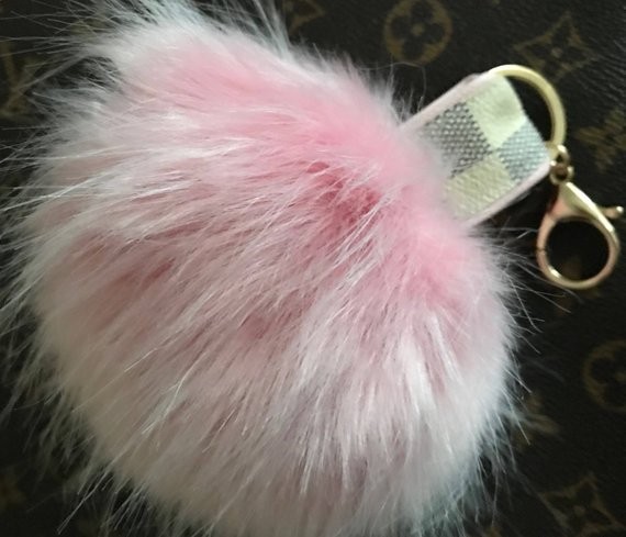 Azur Light Pink Faux Fur Pom-upcycled authentic canvas | Etsy (US)