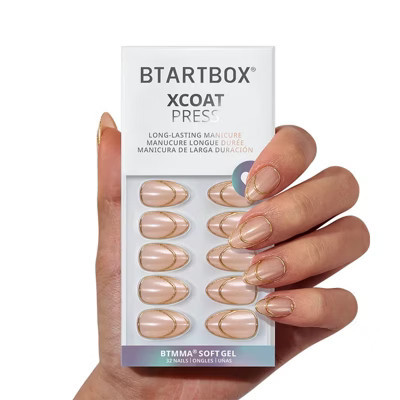 BTArtbox Press-On Nails -Double Gold -Short Almond - 32ct | Target