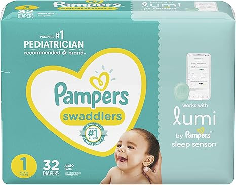 Lumi by Pampers, Size 1 Diapers, Jumbo - Compatible with Lumi Sleep System (Sold Separately), 32 ... | Amazon (US)