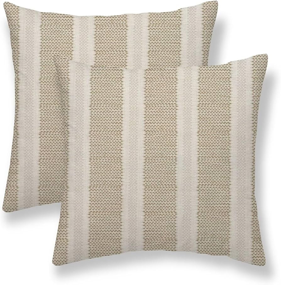 Tan Khaki Polka Dot Pillow Covers 20 x 20 Inch Set of 2 Boho Striped Decorative Outdoor Throw Pil... | Amazon (US)