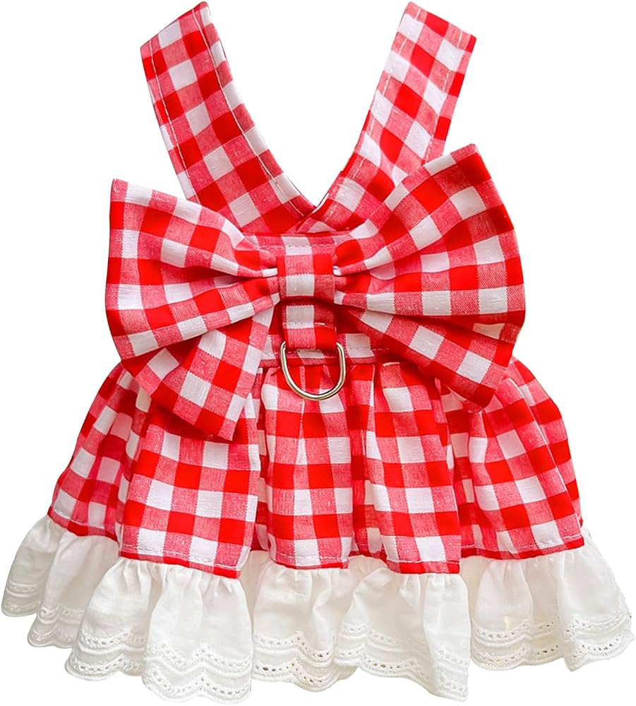 Dog Dress for Small Dogs | Plaid Bow Princess Costume for Birthday, Christmas, Halloween & Holida... | Amazon (US)