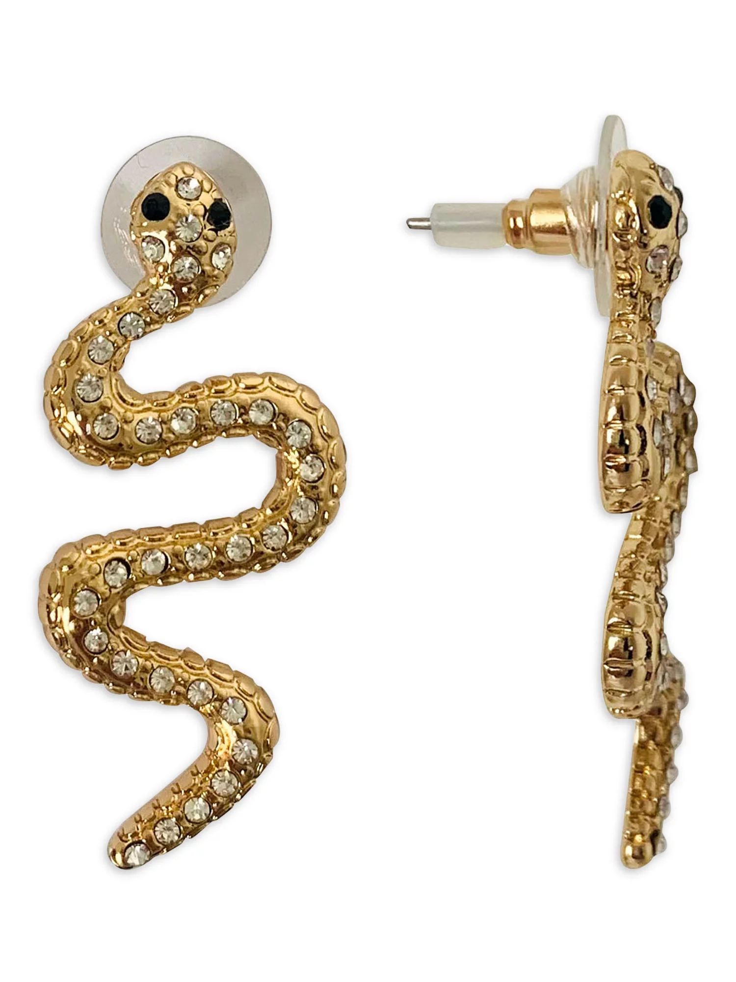 No Boundaries Gold Crystal Snake Dangle Earrings | Walmart (US)