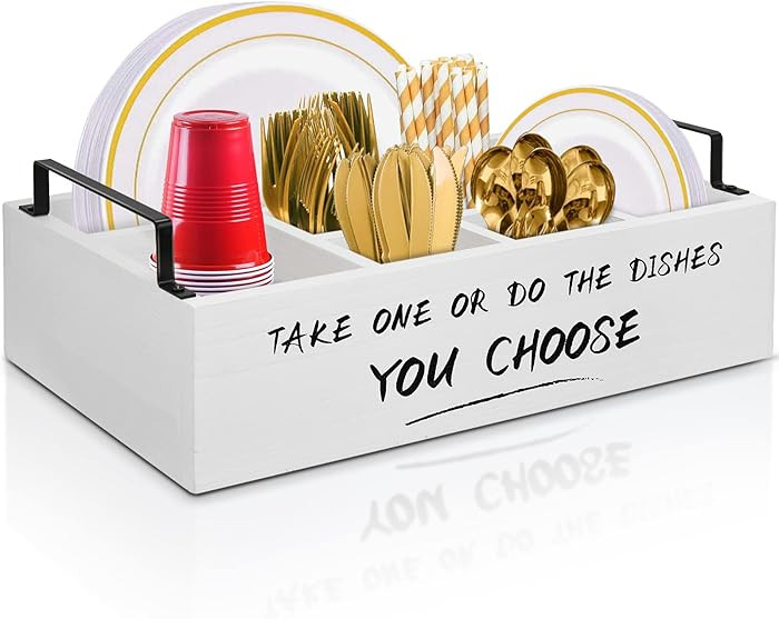 Ameuphercy Wood Paper Plate Holders for Kitchen Counter,Paper Plate Dispenser for Countertop, Rus... | Amazon (US)