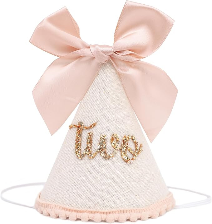 Birthday Decorations - Glitter Number Cone Hat, Princess Bow Hat, Cake Smash | Amazon (US)