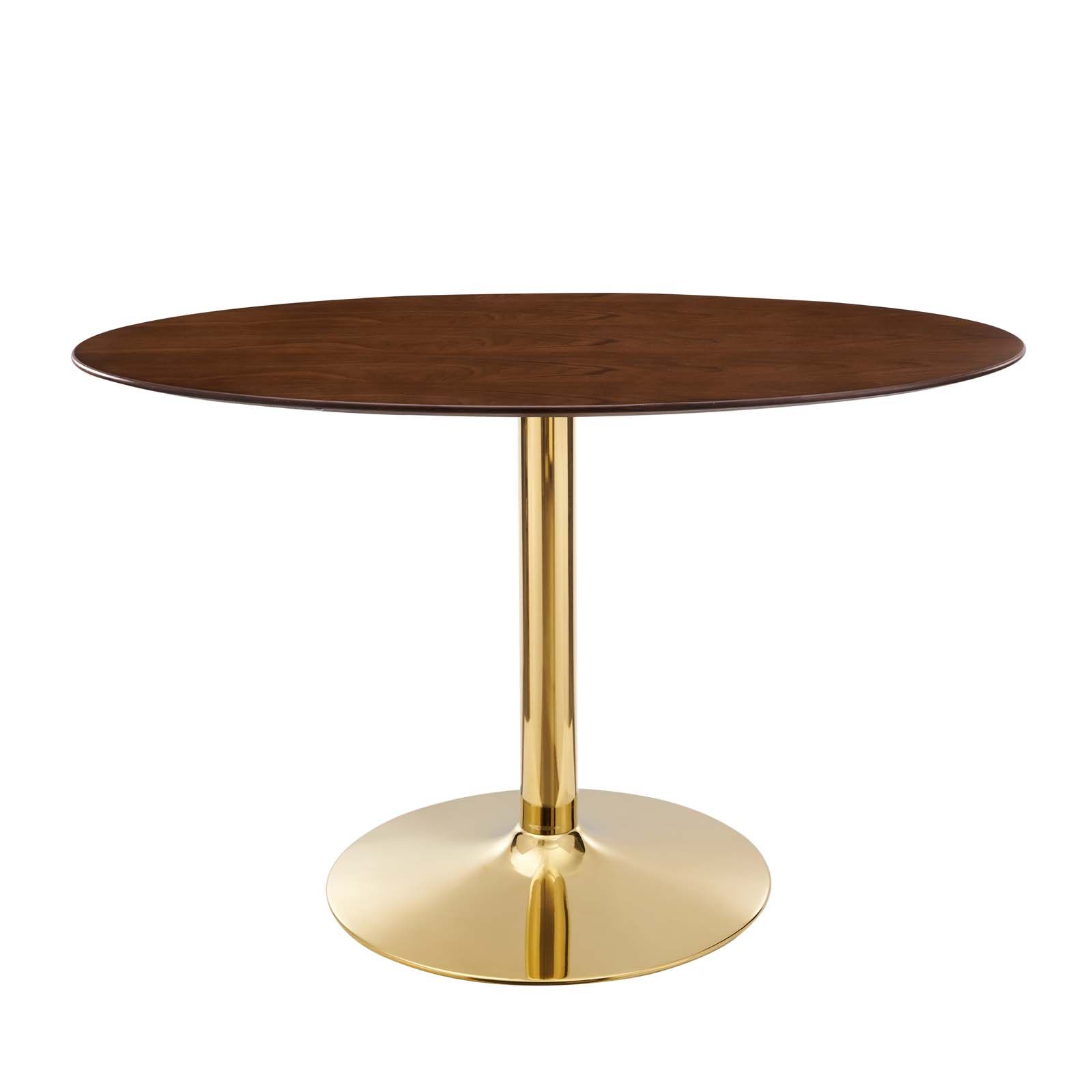 48 inch Dining Table, Oval, Gold Walnut, Wood, Metal Steel, Modern Contemporary, Mid Century Kitc... | Walmart (US)